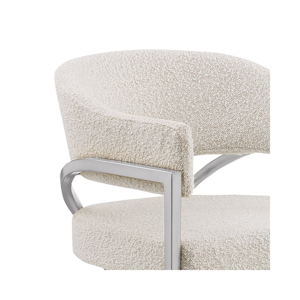 Cream Boucle Fabric Counterheights with Gold Matte Chrome Base (Set of 2). Picture 2