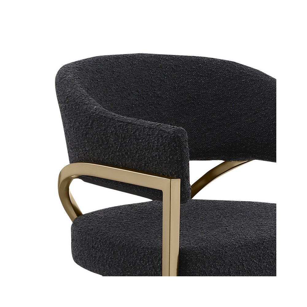 Black Boucle Fabric Counterheights with Gold Matte Chrome Base (Set of 2). Picture 2