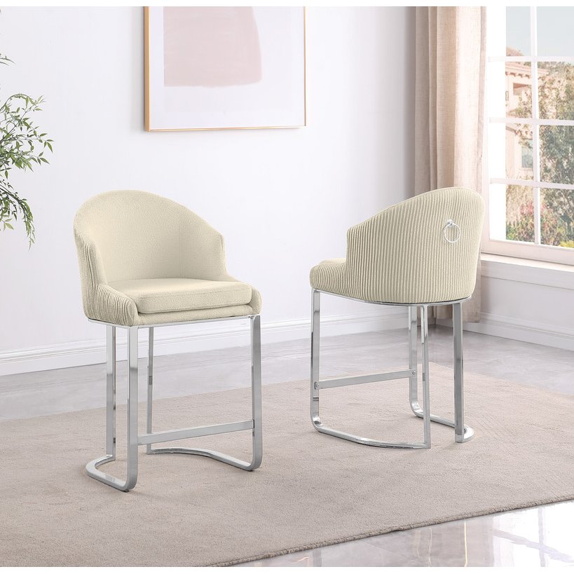 Best Quality Furniture Cream With Silver Counter Height, Set Of Two. Picture 4