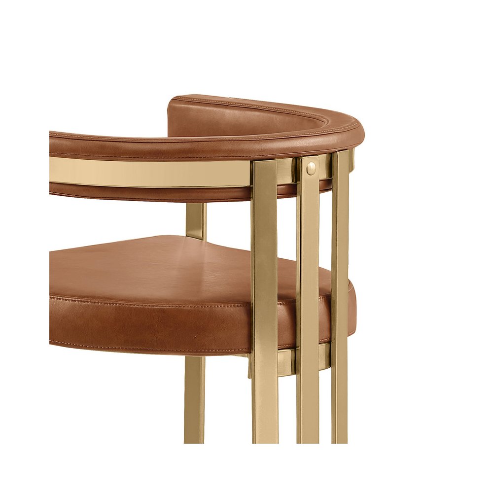 Toffee Leather-Aire Fabric Counterheight with Gold Matte Chrome Base (Set of 2). Picture 2