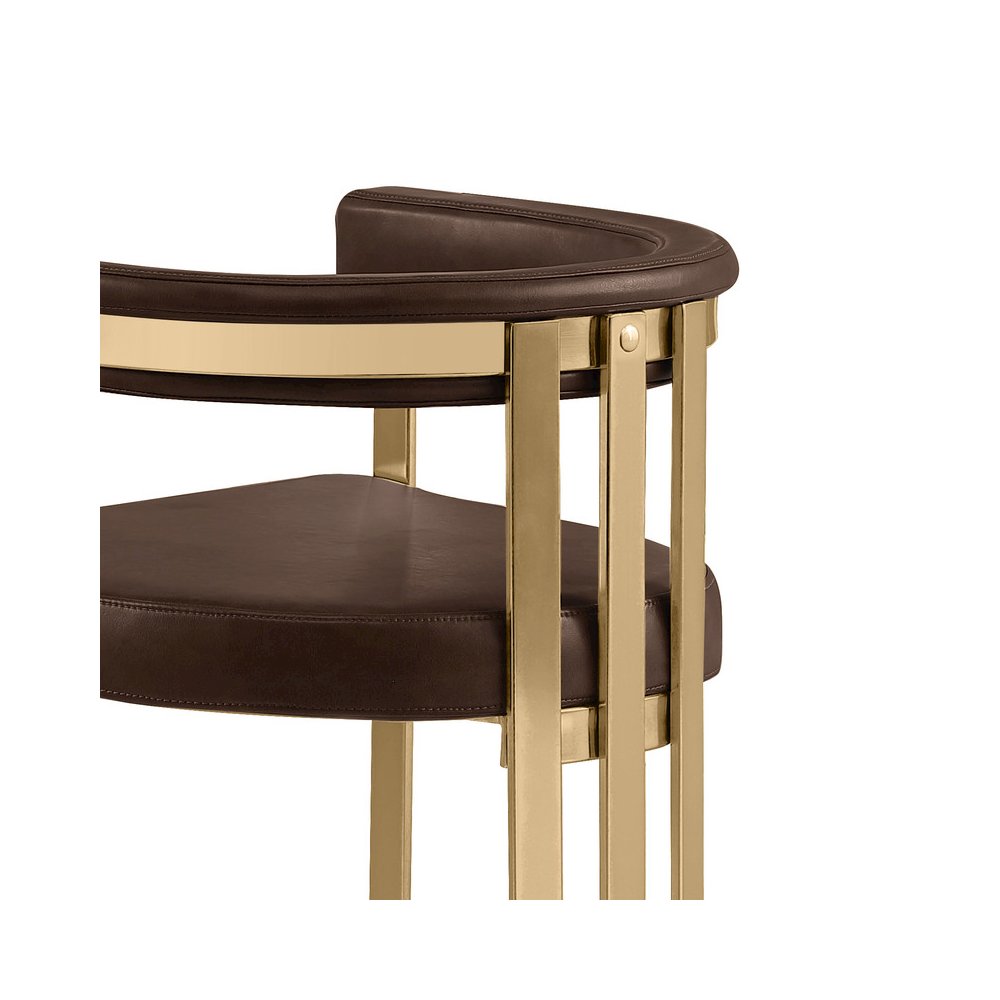 Espresso Leather-Aire Fabric Counterheight with Gold Chrome Base (Set of 2). Picture 2