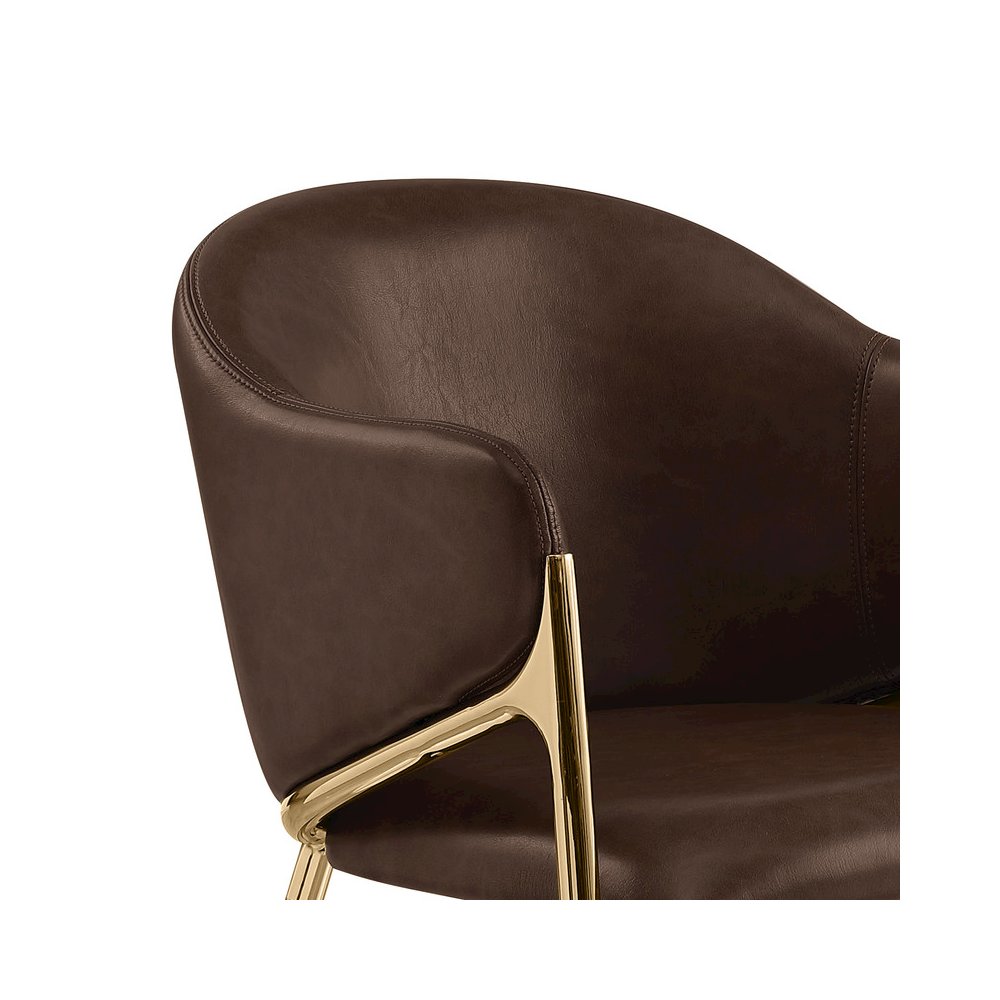 Espresso Leather-Aire Fabric Counterheight with Gold Chrome Base (Set of 2). Picture 2