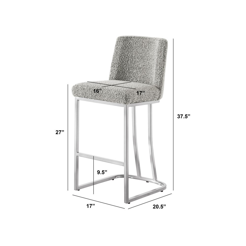 Rich Gray With Silver Base Counter-Height Chairs, Set Of 2. Picture 3