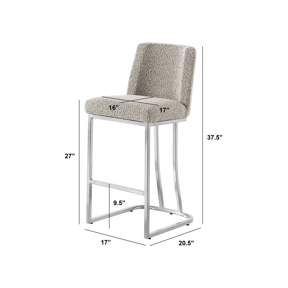 Gray With Silver Base Counter-Height Chairs, Set Of 2. Picture 3