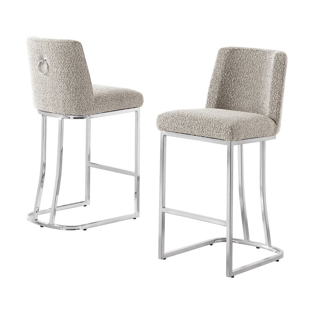 Gray With Silver Base Counter-Height Chairs, Set Of 2. Picture 1