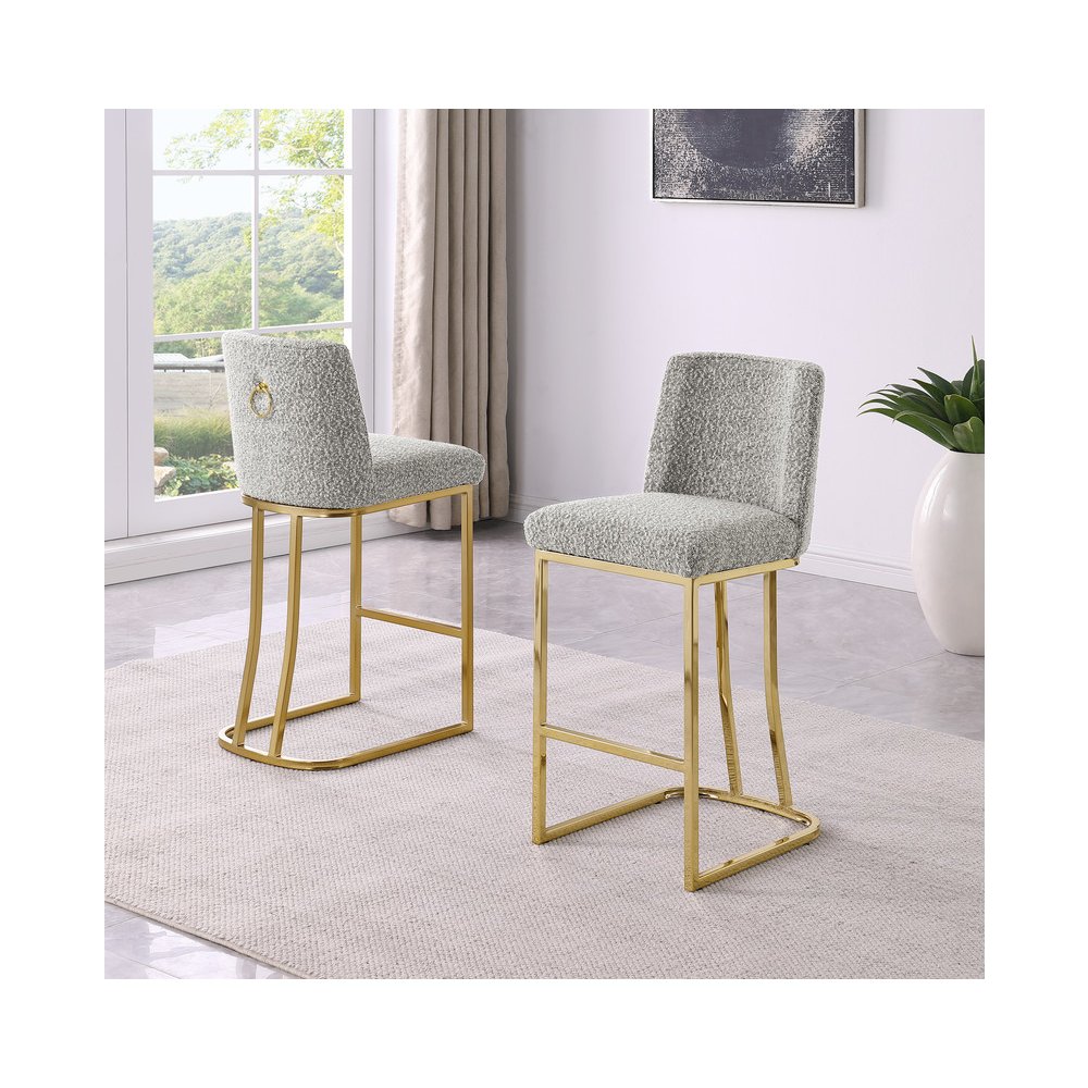 Rich Gray With Gold Base Counter-Height Chairs, Set Of 2. Picture 2