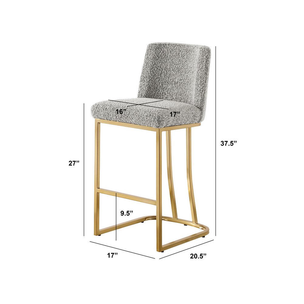 Rich Gray With Gold Base Counter-Height Chairs, Set Of 2. Picture 3