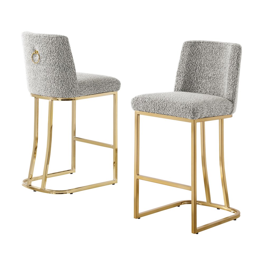 Rich Gray With Gold Base Counter-Height Chairs, Set Of 2. Picture 1