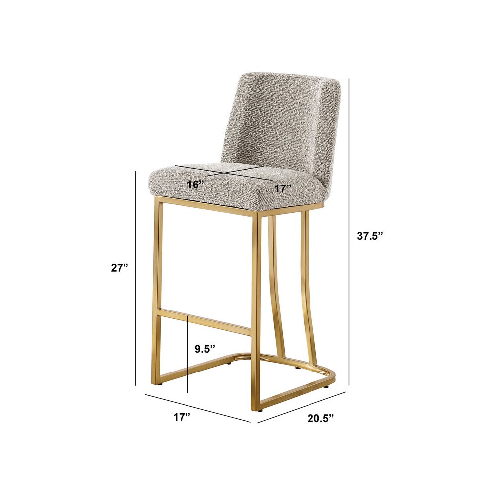 Gray With Gold Base Counter-Height Chairs, Set Of 2. Picture 3