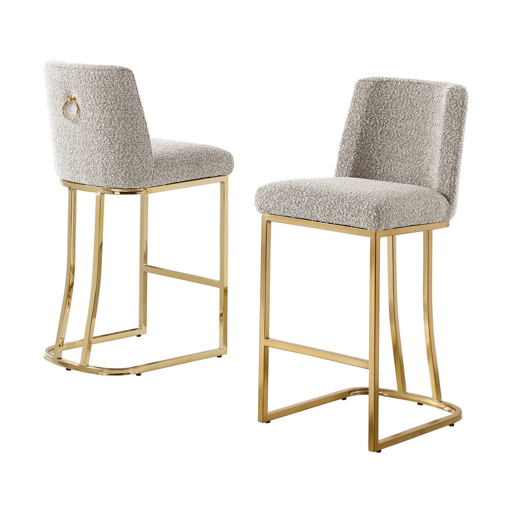 Gray With Gold Base Counter-Height Chairs, Set Of 2. Picture 1