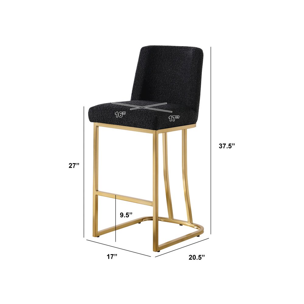 Black With Gold Base Counter-Height Chairs, Set Of 2. Picture 3