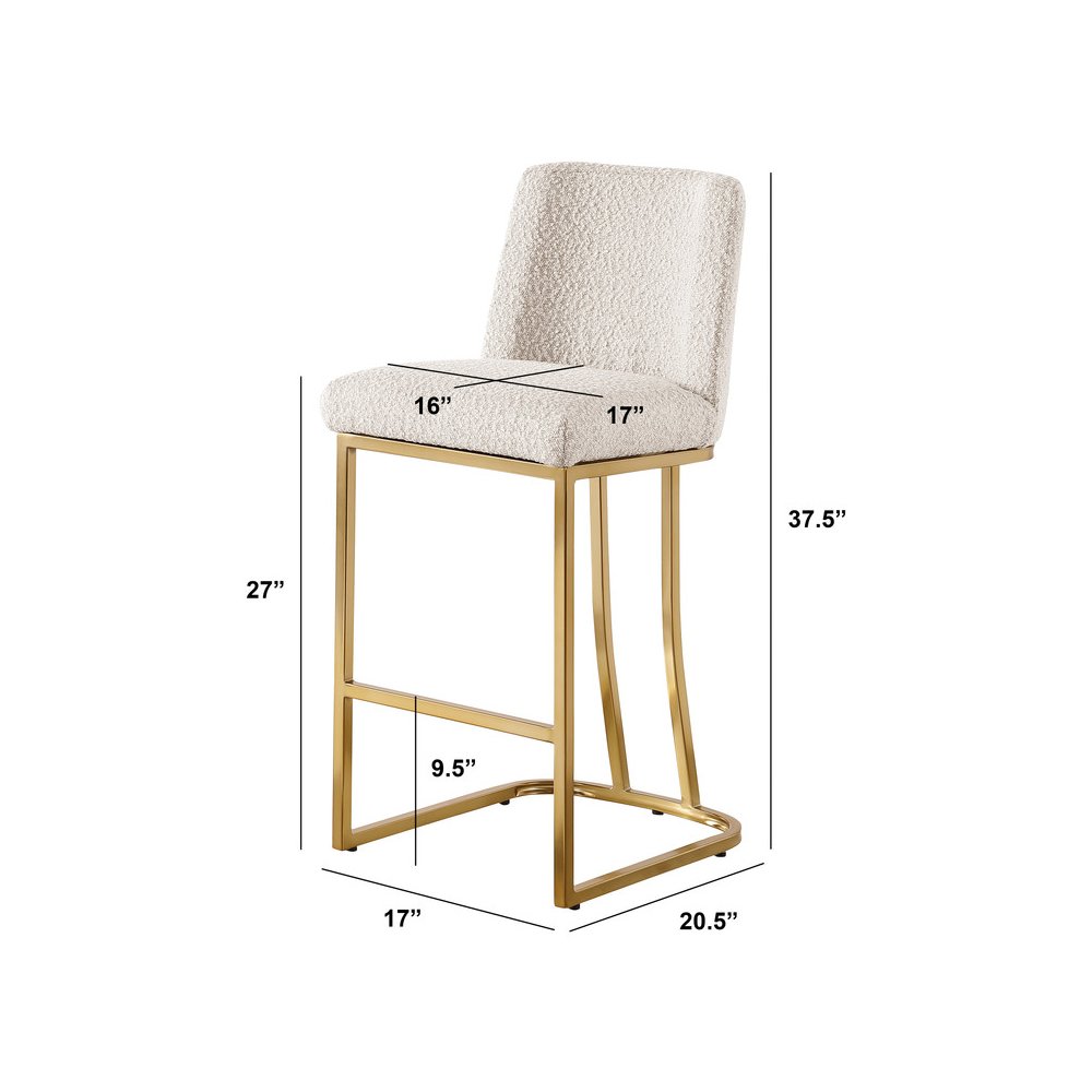 Cream With Gold Base Counter-Height Chairs, Set Of 2. Picture 3