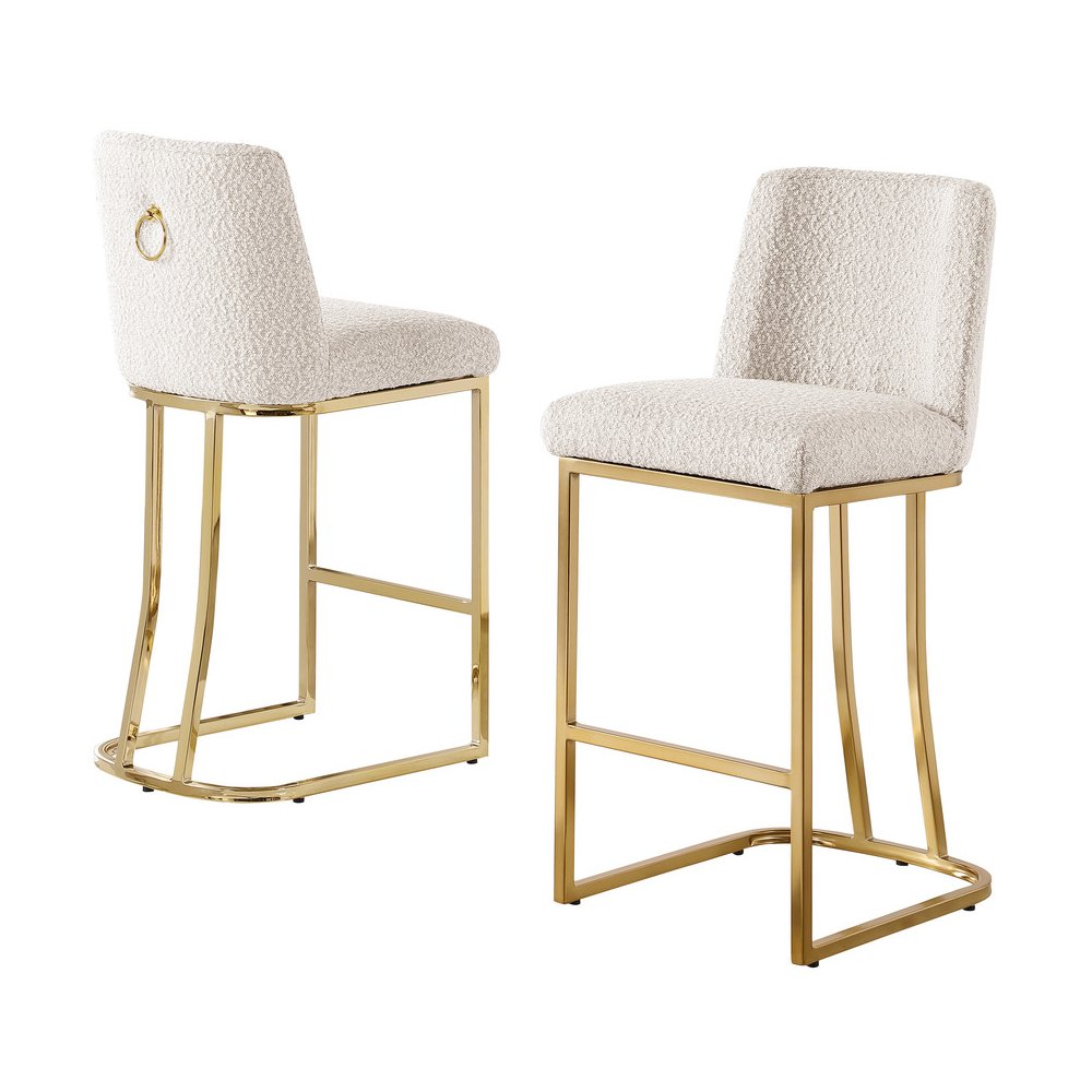 Cream With Gold Base Counter-Height Chairs, Set Of 2. Picture 1