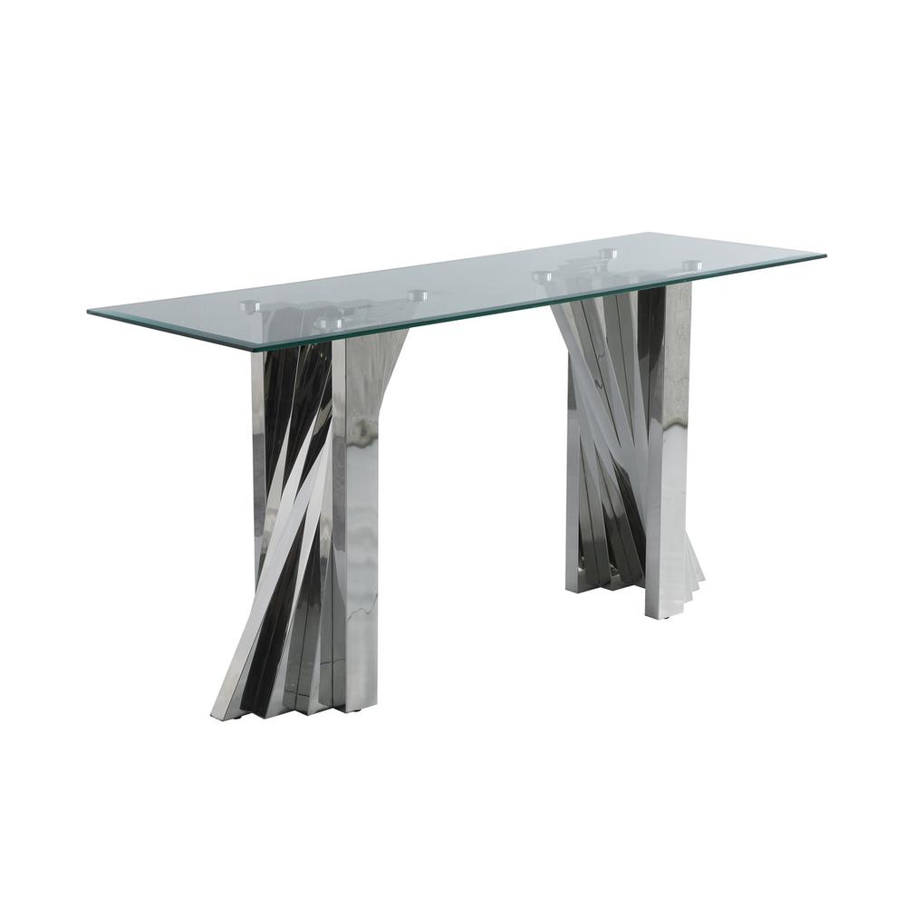 Glass Coffee Table Sets: Coffee Table, 2 End Tables and Console Table with Stainless Steel Base. Picture 4