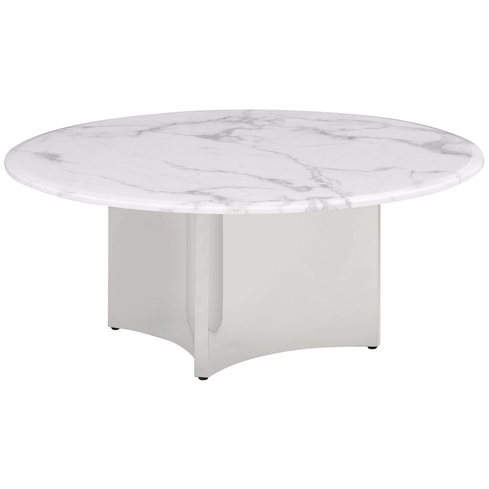 Circle Coffee White Marble Table Top. Picture 1