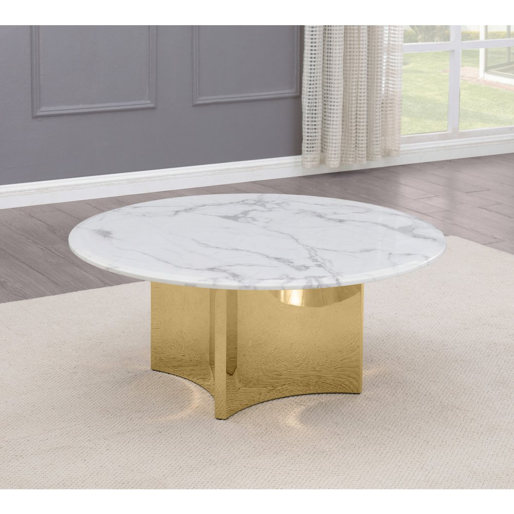 Circle Coffee White Marble Table Top. Picture 2