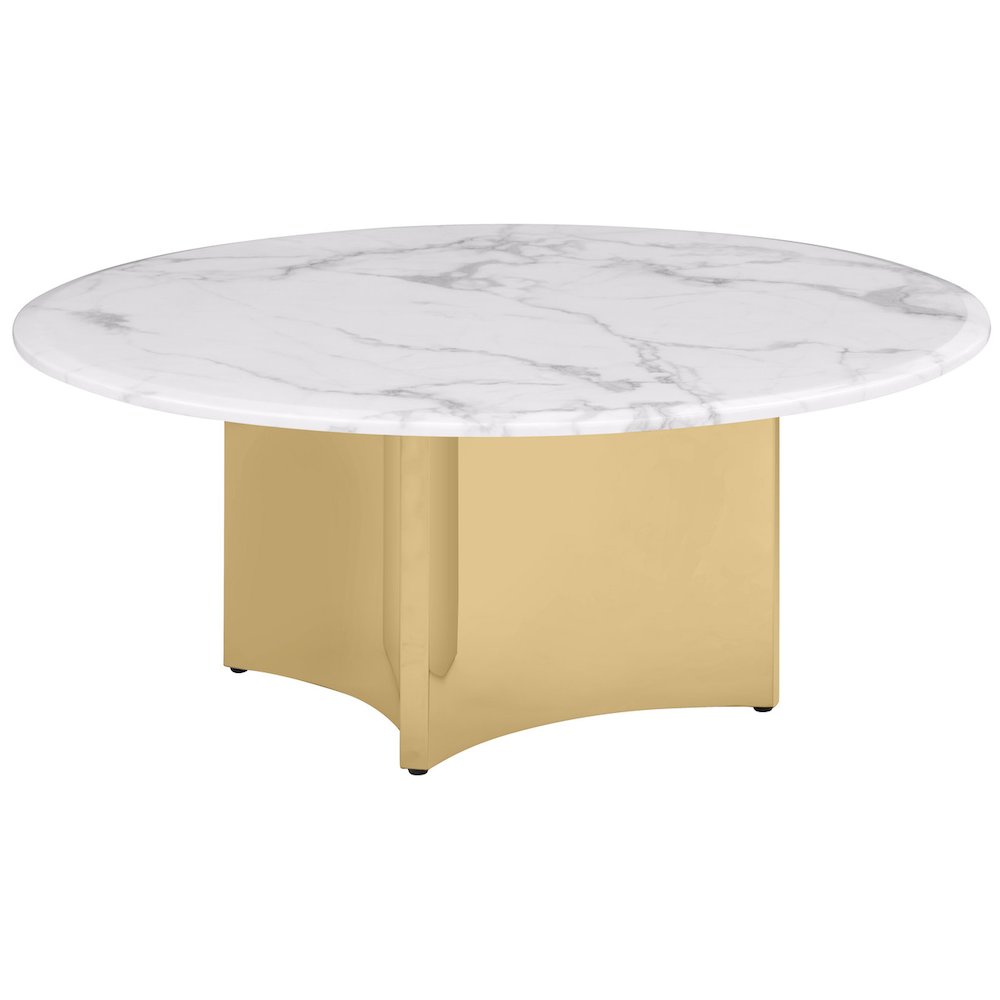 Circle Coffee White Marble Table Top. Picture 1