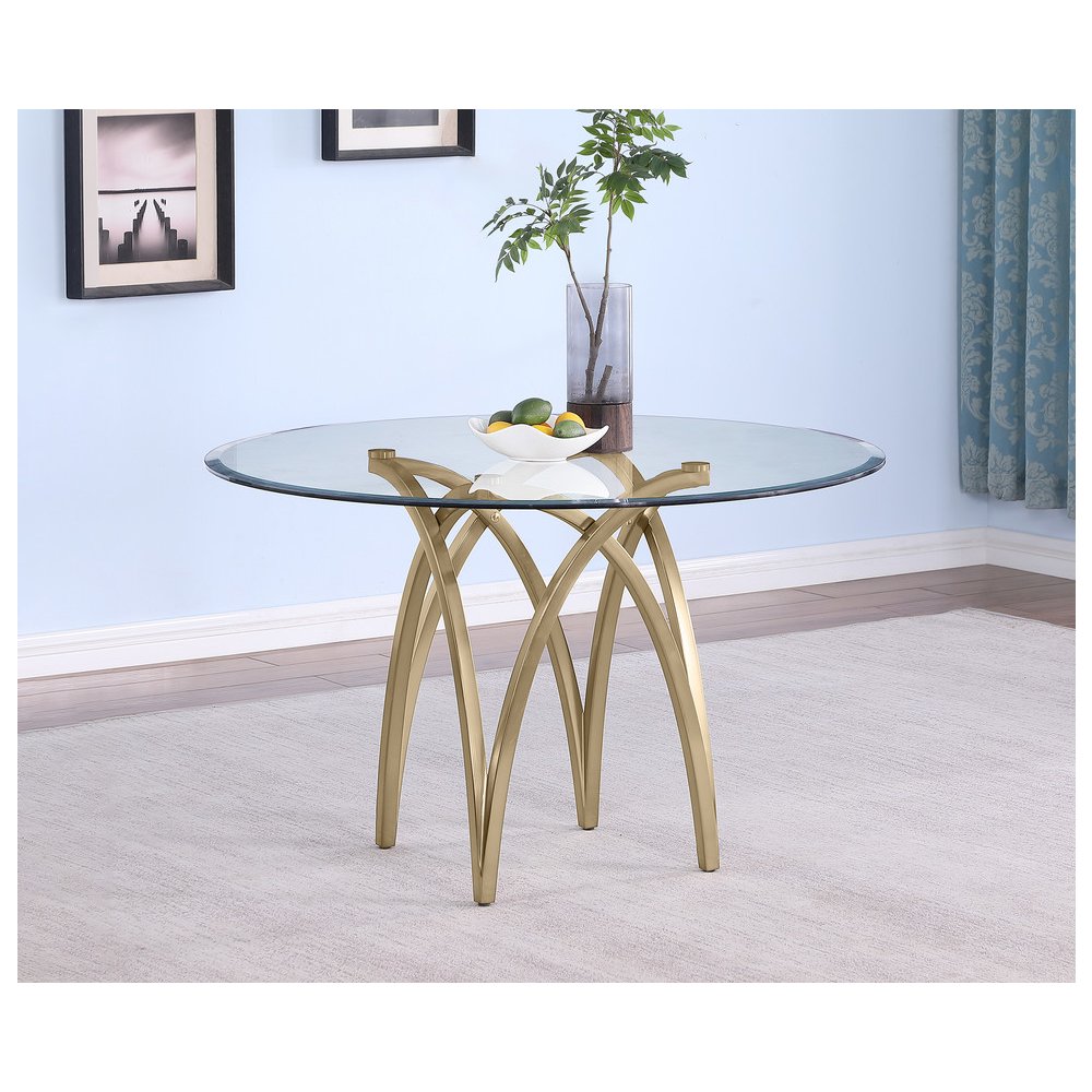 5Pc Round 48X48 Dining Set With 4 Rich Gray Boucle Chairs. Picture 4