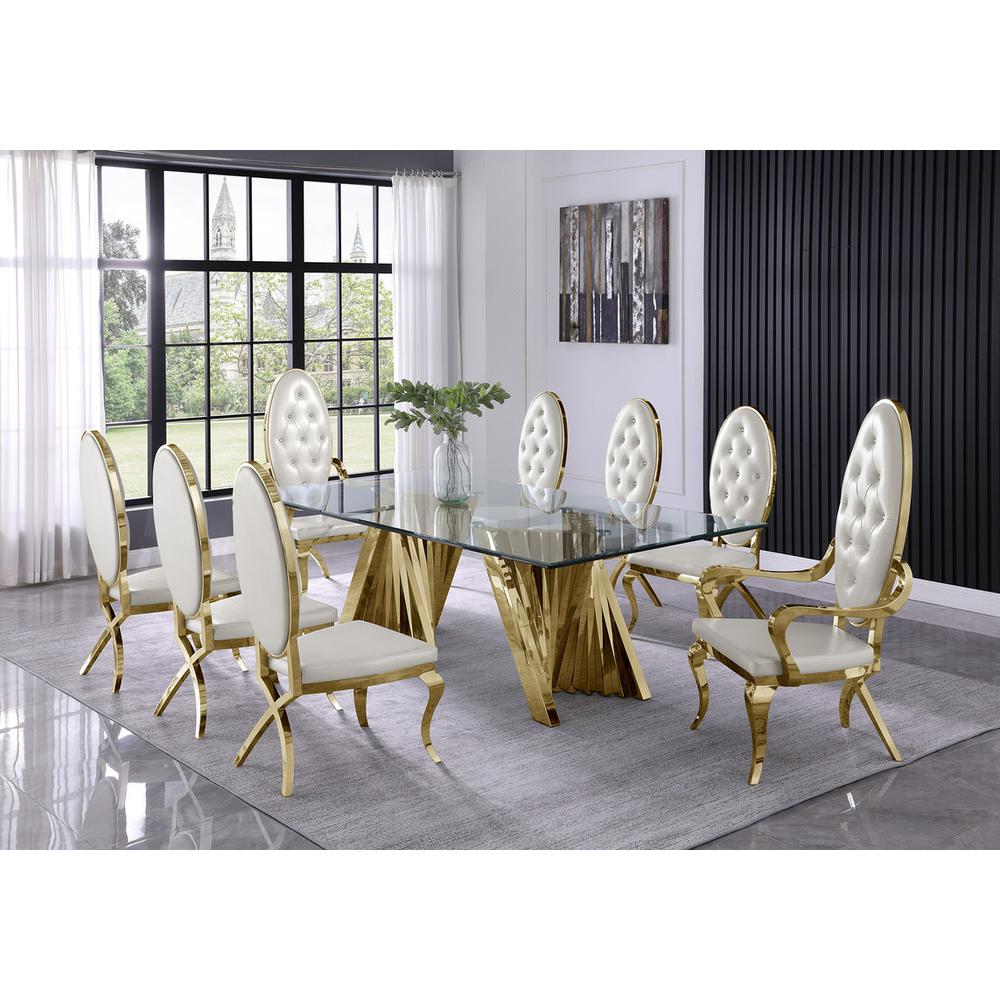 Classic 94" Gold Glass Dining Table with Spiral Base. Picture 2
