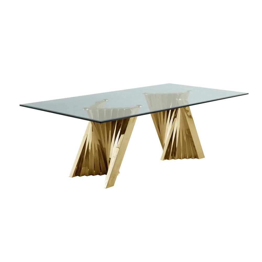 9pc dining set- Recatngle Glass table with gold color base and Dark Grey velvet chairs. Picture 3