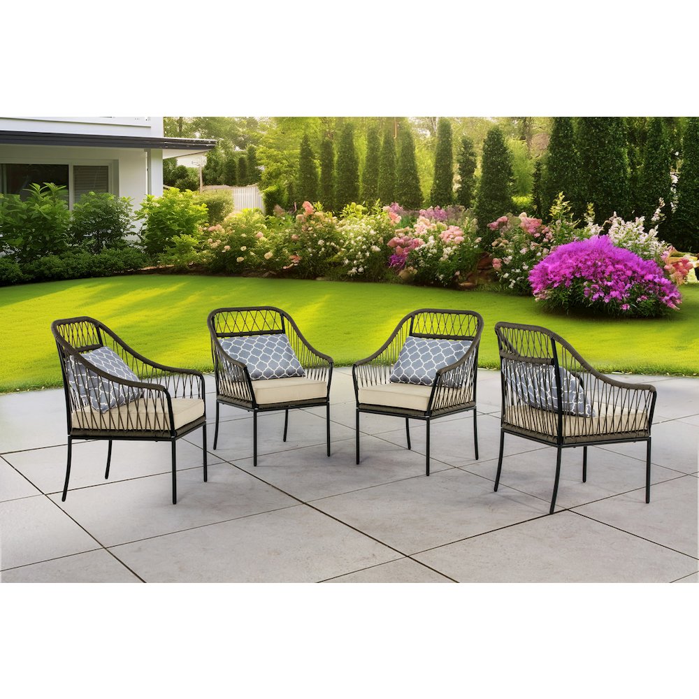 Gray outdoor patio chairs (Set of 4). Picture 2