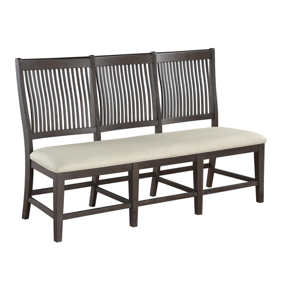 7pc dining set with MDF wood, leaf extention, 5 side chairs, one matching bench. Picture 4