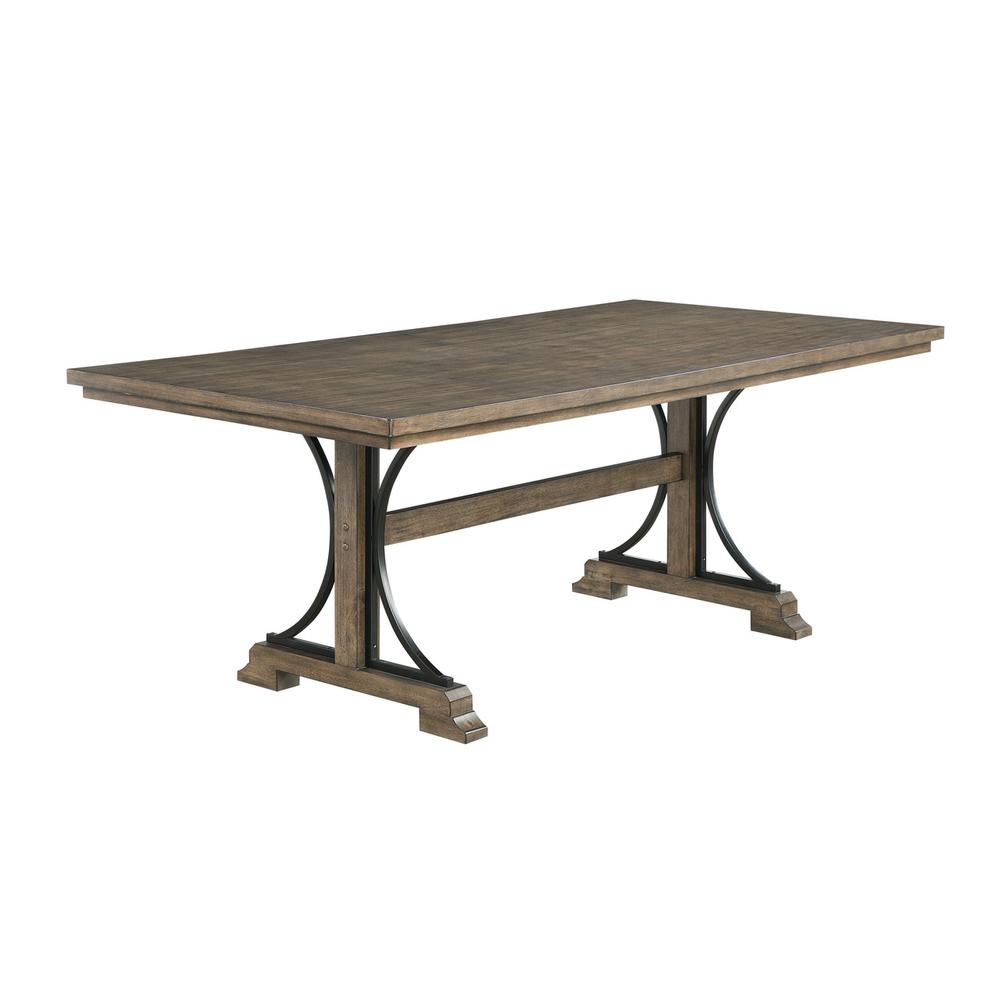 5 piece dining table set in brown oak color with 4 side chairs. Picture 2