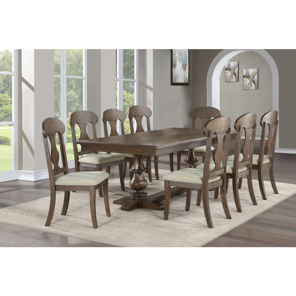 9pc traditional dining set in rustic oak color and an extandable dining table. Picture 5