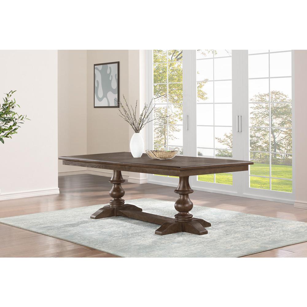 9pc traditional dining set in rustic oak color and an extandable dining table. Picture 2