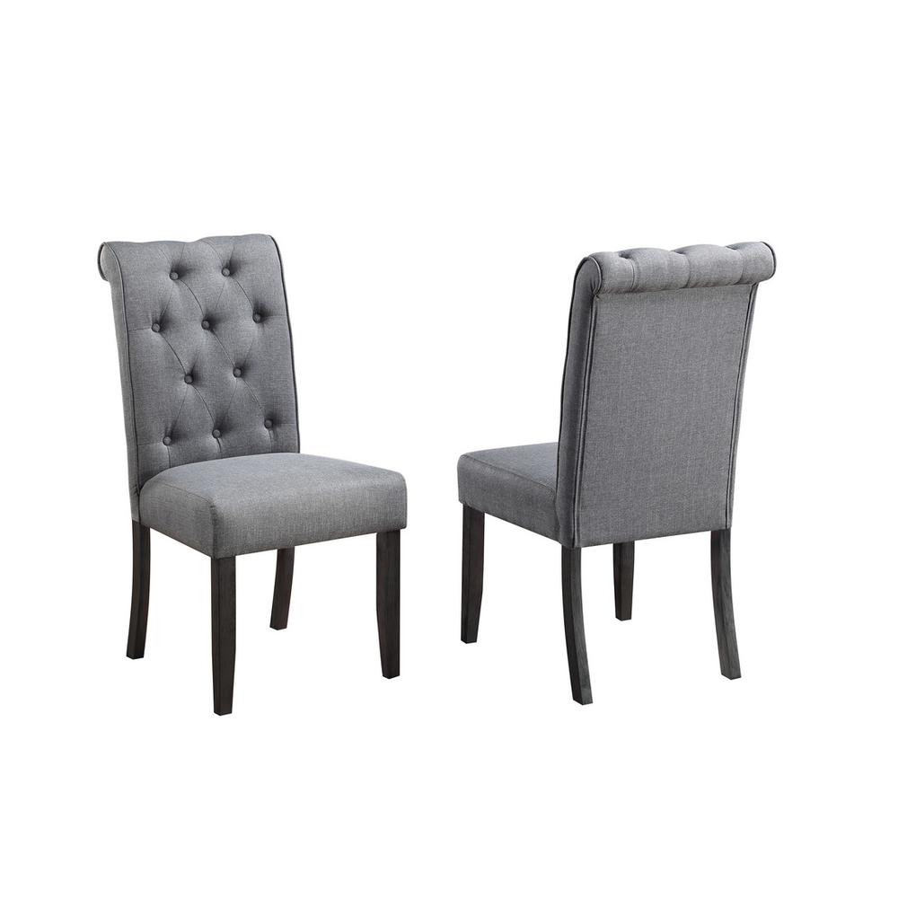 5pc Dining set, Faux Marble Wrap Table set with grey linen dining chairs. Picture 5
