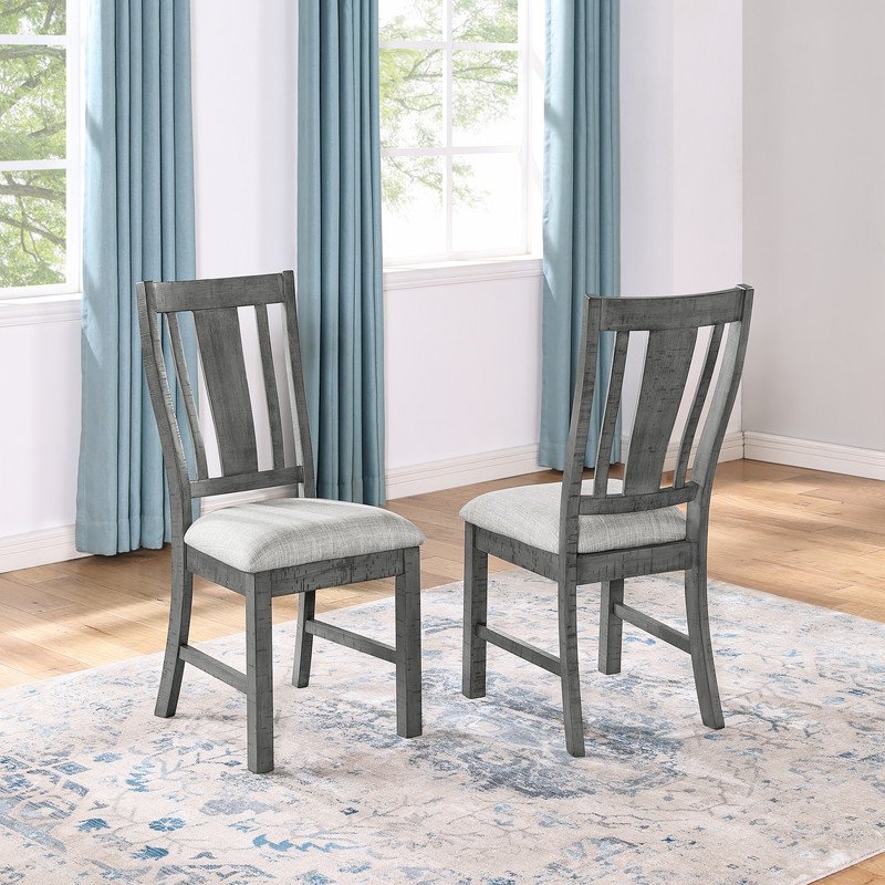7 Piece Dining Set, Modern Farmhouse Design In Rustic Grey. Picture 3