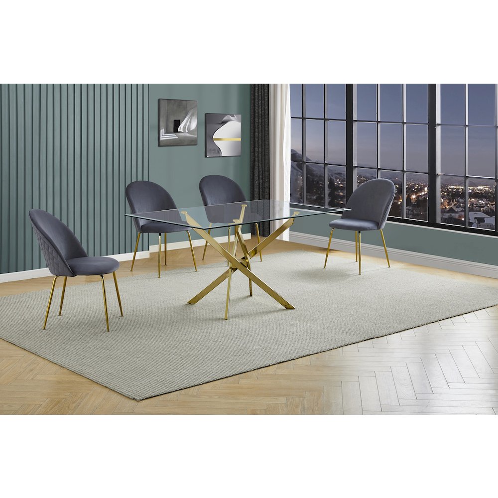5 piece dining set- Rectangular dining table with 4 Dark grey side chairs. Picture 5