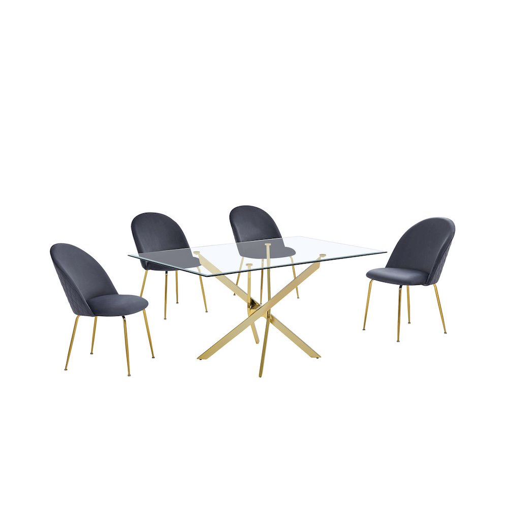 5 piece dining set- Rectangular dining table with 4 Dark grey side chairs. Picture 1