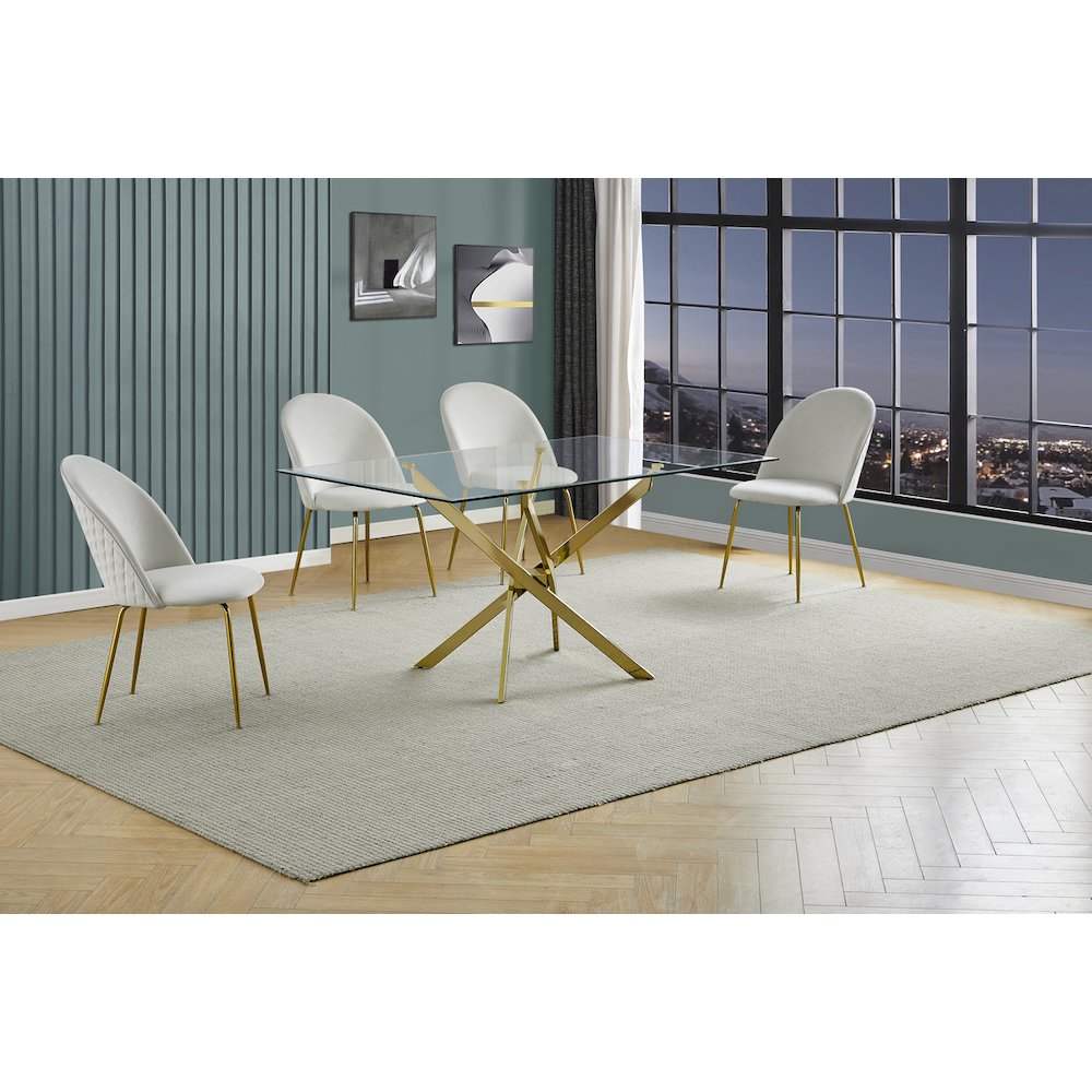 5 piece dining set- Rectangular dining table with 4 Cream side chairs. Picture 5