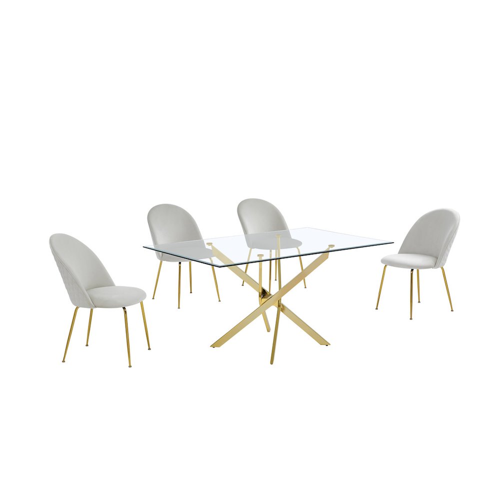 5 piece dining set- Rectangular dining table with 4 Cream side chairs. Picture 1