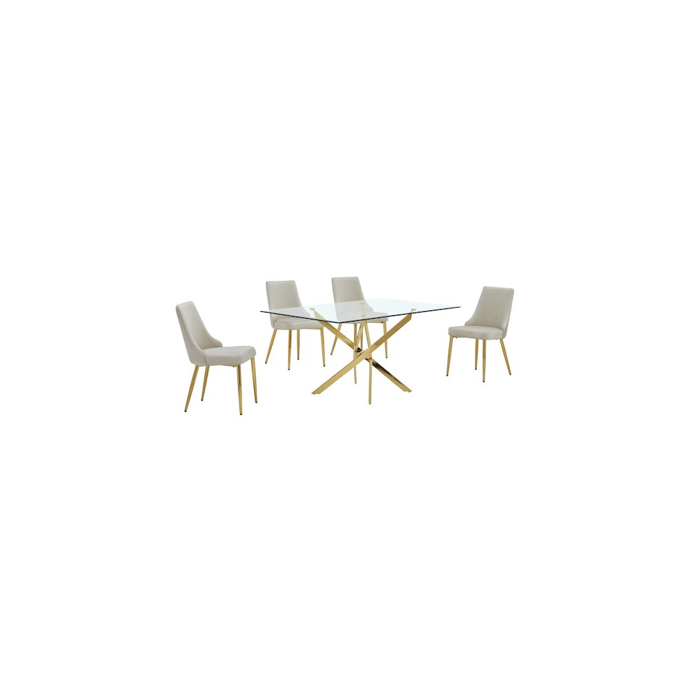 Best Quality Furniture Clear Glass Dining Set With Velvet Upholstered Chairs. Picture 1