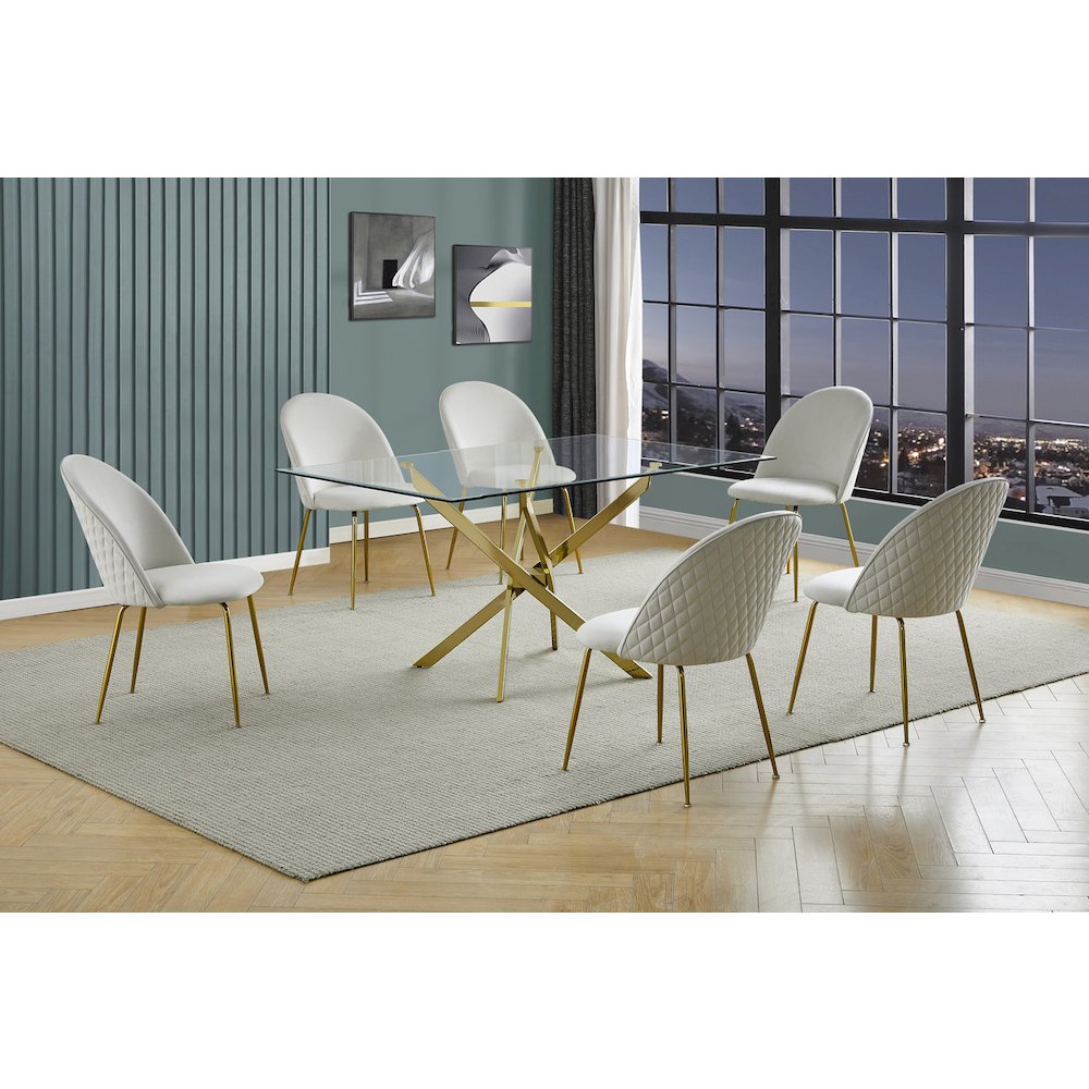 7 piece dining set- Rectangular dining table with 6 Cream side chairs. Picture 5
