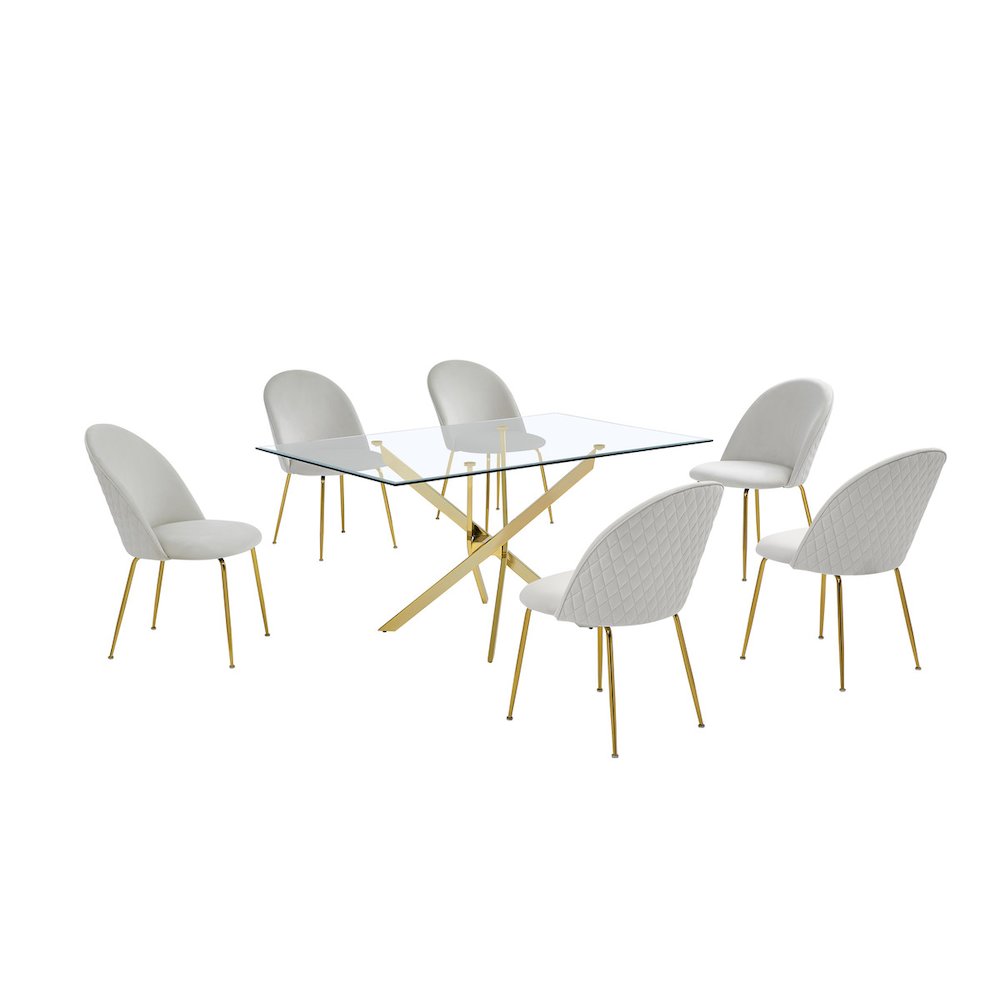7 piece dining set- Rectangular dining table with 6 Cream side chairs. Picture 1