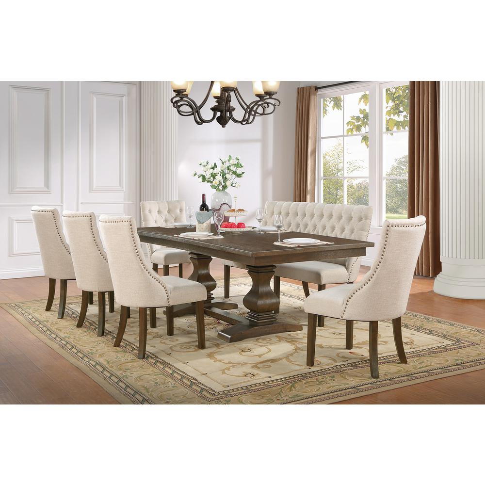 Best Quality Furniture beige linen side bench. Picture 2