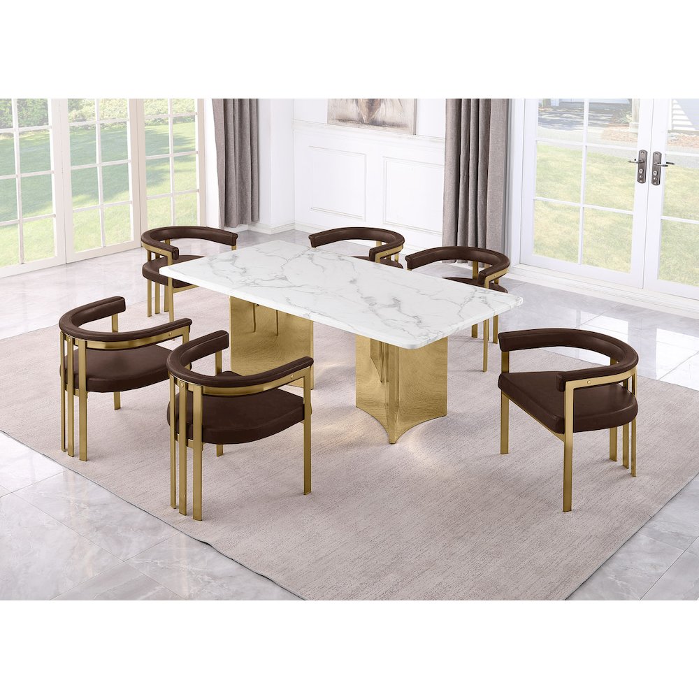 7pc 72" Marble Top Dining Set with 6 Espresso Chairs. Picture 2
