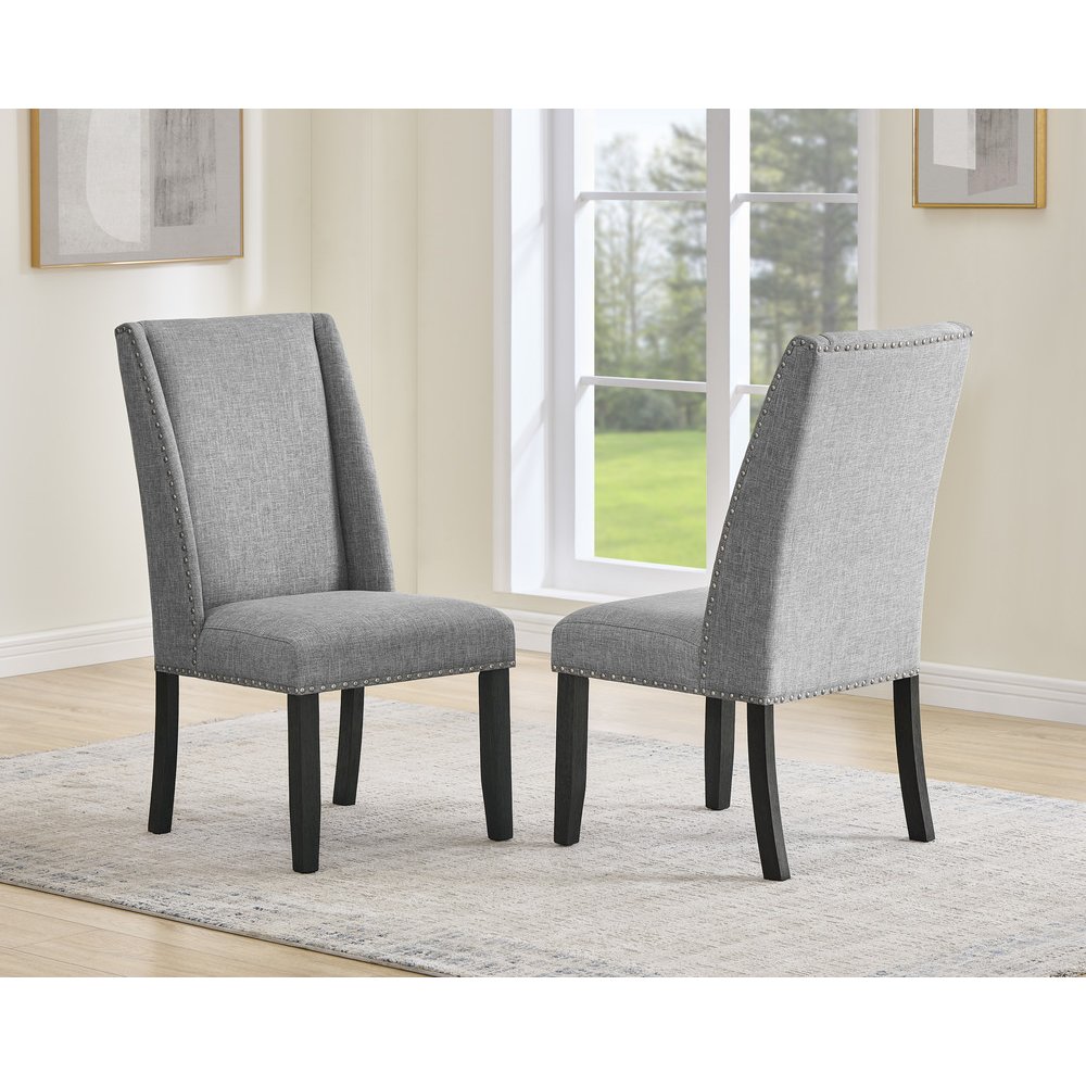 Gray Fabric Side Chairs (Set Of 2). Picture 3