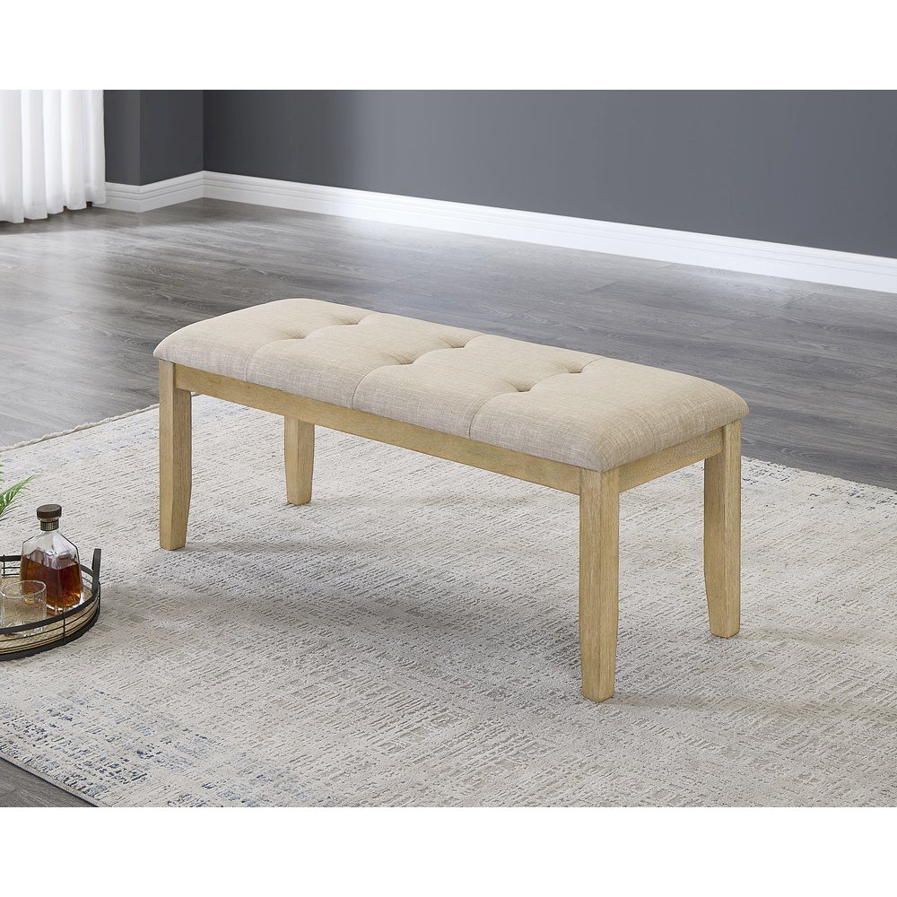 Upholstered Dining Bench With Rustic Beige. Picture 2