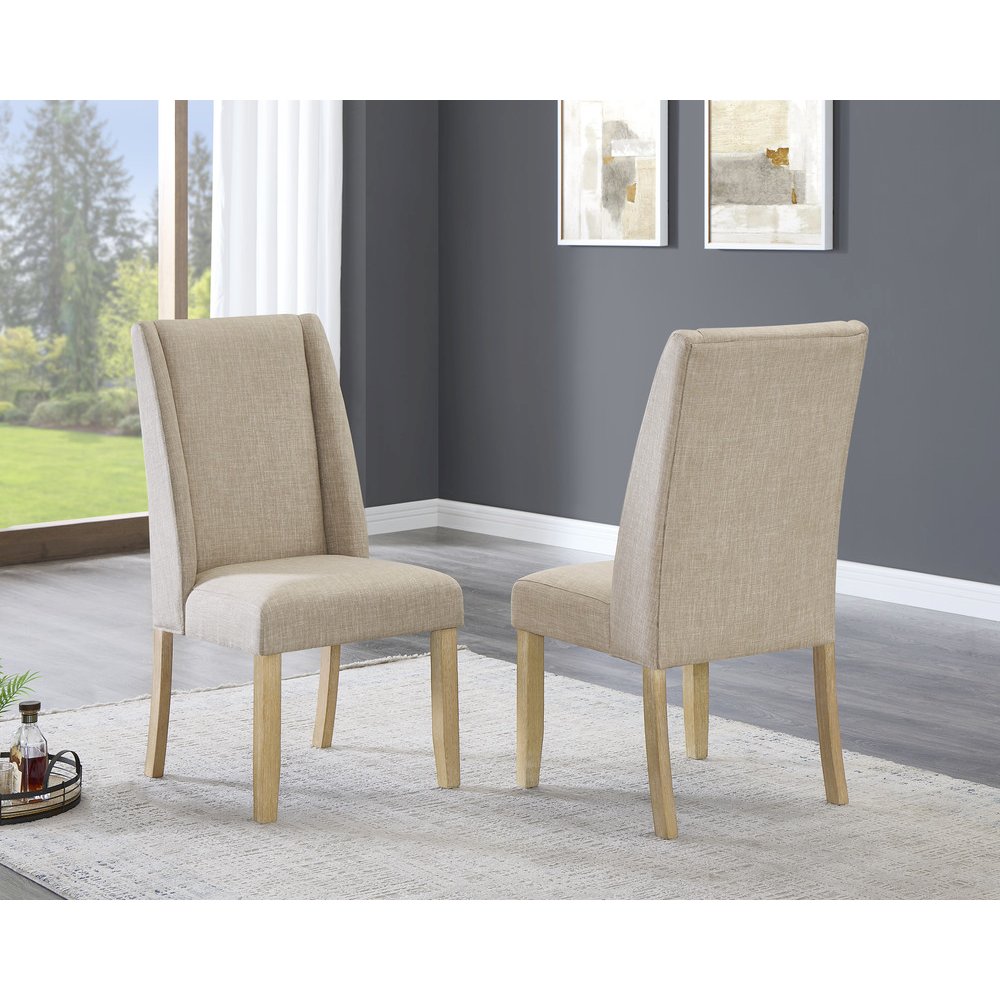 Beige Fabric Side Chairs (Set Of 2). Picture 2