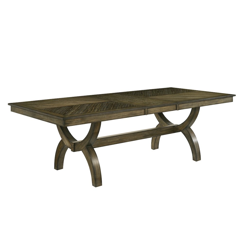 Big extendable wood dining table with leaf. Picture 1
