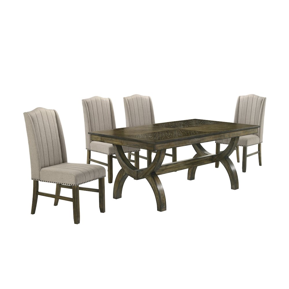 5pc wood dining set with extendable table. Picture 1