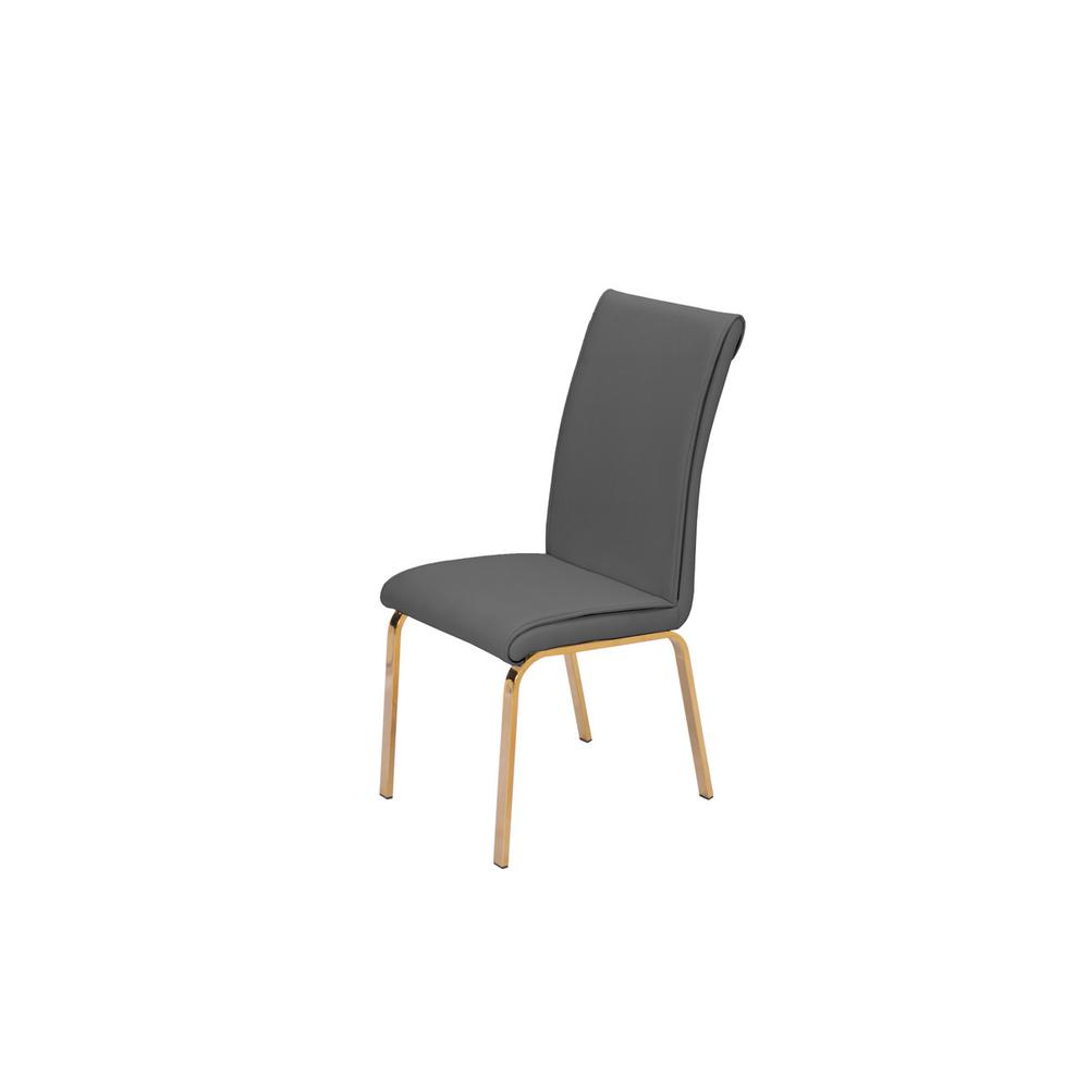 Dark Gray Faux Leather Dining Chairs, Set of 2. Picture 1