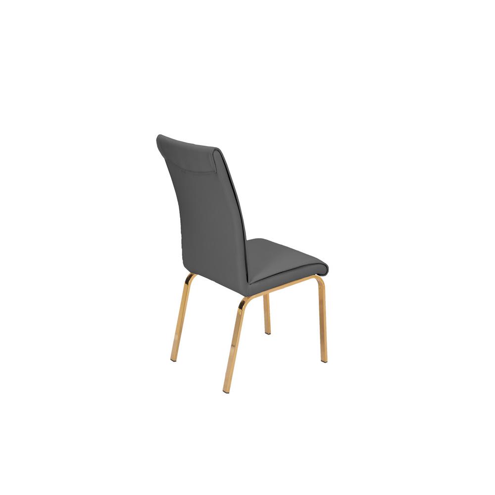Dark Gray Faux Leather Dining Chairs, Set of 2. Picture 4