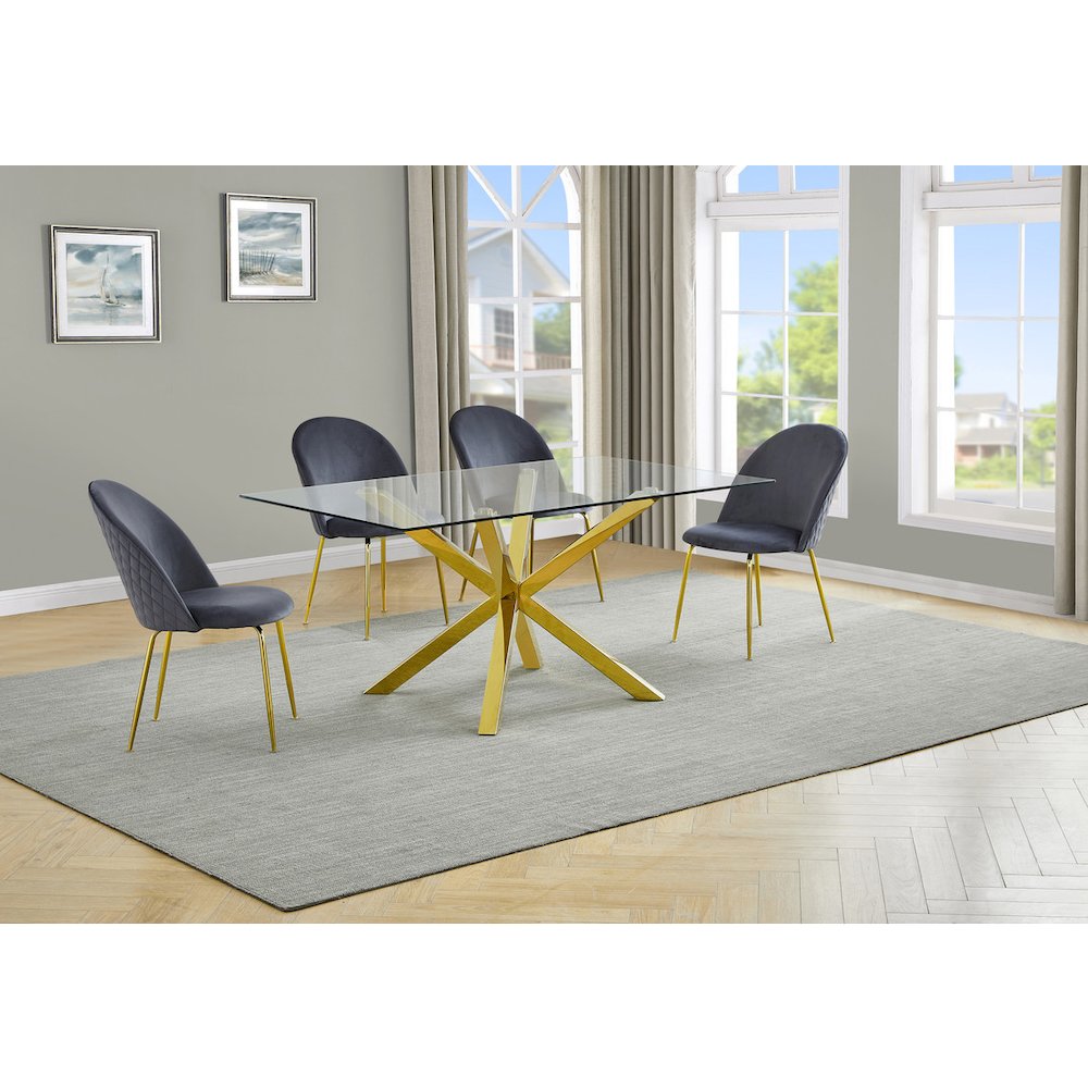 5 piece dining set- Rectangular dining table with 4 Dark grey side chairs. Picture 6