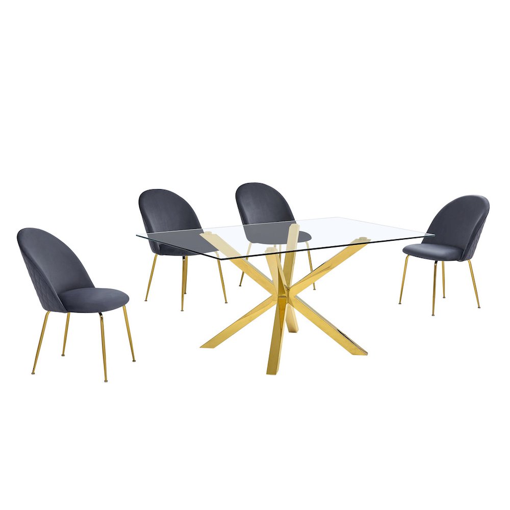5 piece dining set- Rectangular dining table with 4 Dark grey side chairs. Picture 1