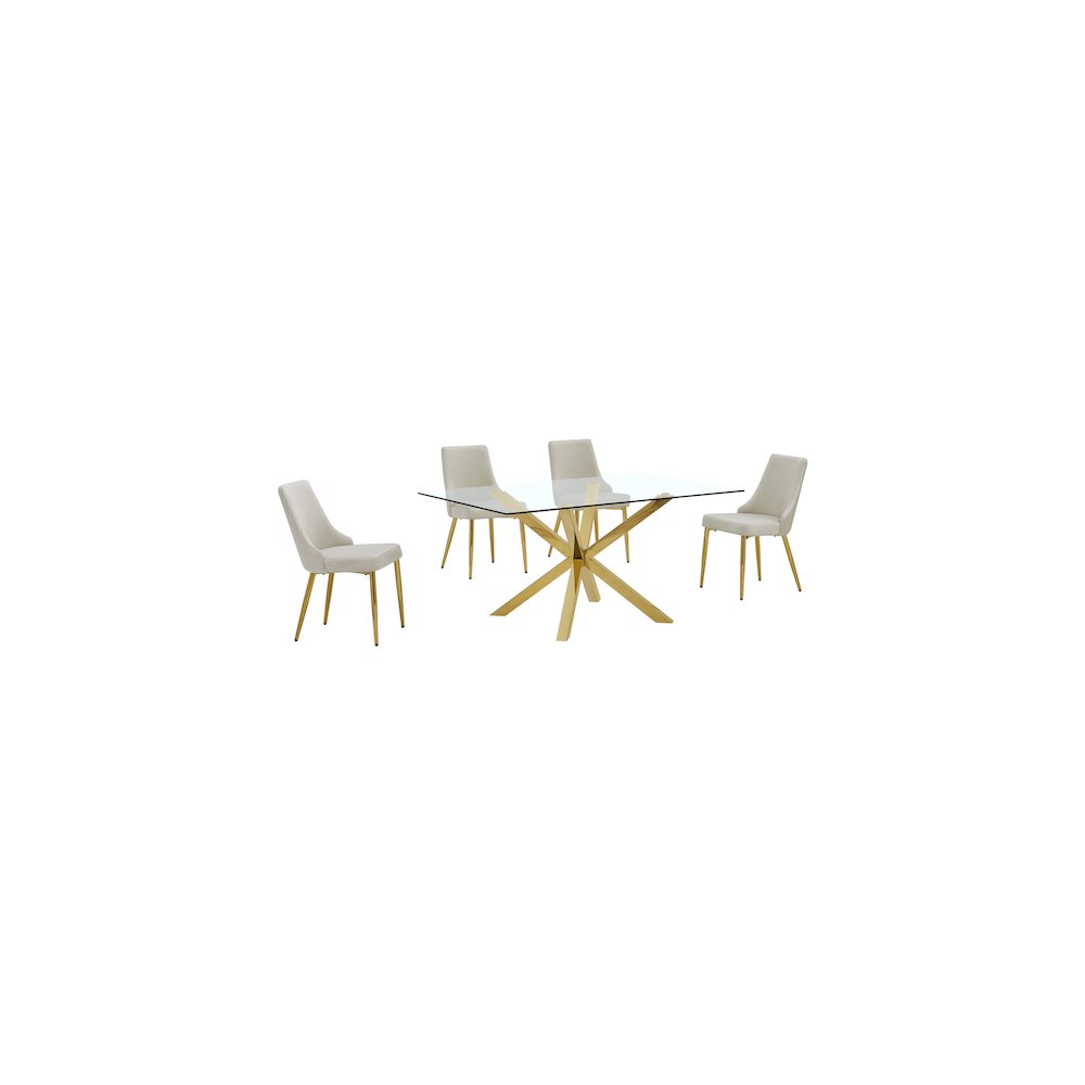 Best Quality Furniture Clear Glass Dining Set With Velvet Upholstered Chairs. Picture 1